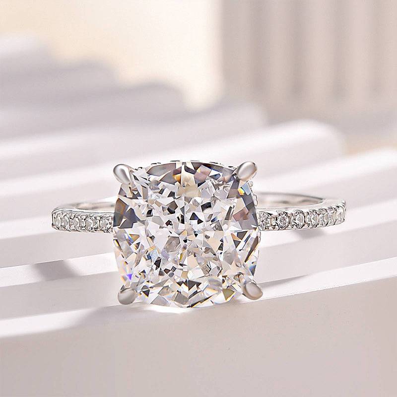 Classic Cushion Cut Engagement Ring In Sterling Silver