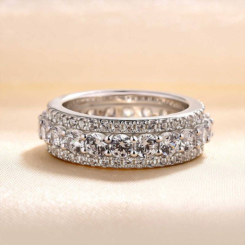 Eternity Round Cut Women's Wedding Band In Sterling Silver