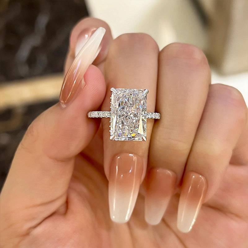 7.0Ct Simulated Diamond Radiant Cut Engagement Ring Promise Rings In Sterling Silver