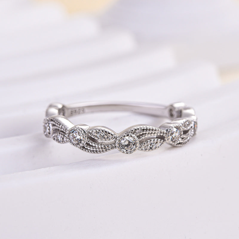 Sterling Silver Vintage Leaf & Vine Art Deco Wedding Bandslider_item_3