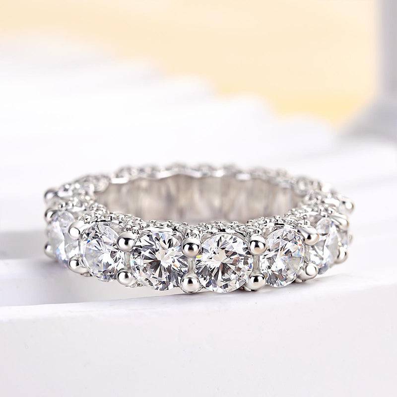 Luxury Eternity Round Cut Wedding Band In Sterling Silver